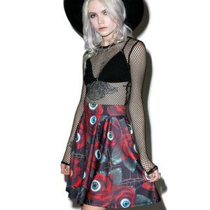 🆕Killstar "C U In Paradise" Rose &Eye Skater Skirt